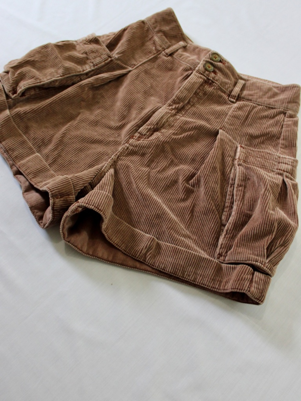 Free People Corduroy Cargo Shorts Cuffed Mocha Brown Size 2
